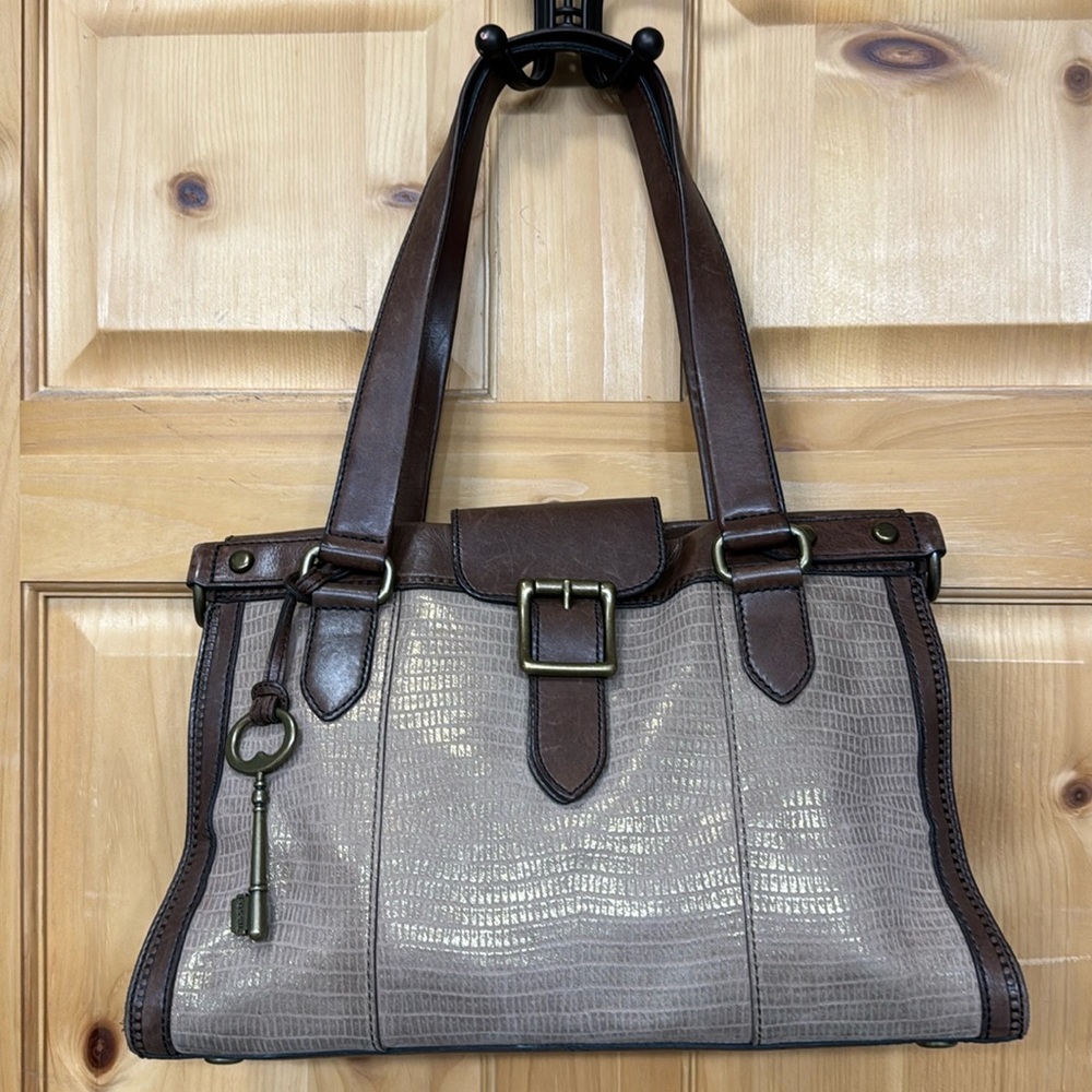 Fossil Metallic Leather Satchel